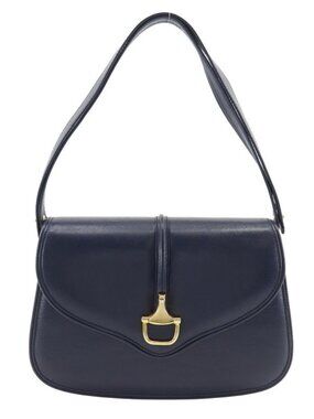 Gucci Vintage Calf Navy Blue Shoulder Bag
